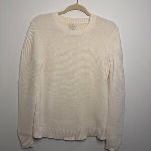 J Crew Textured Knit Crew Neck Sweater Cotton Wool Blend Quiet Luxury - Small